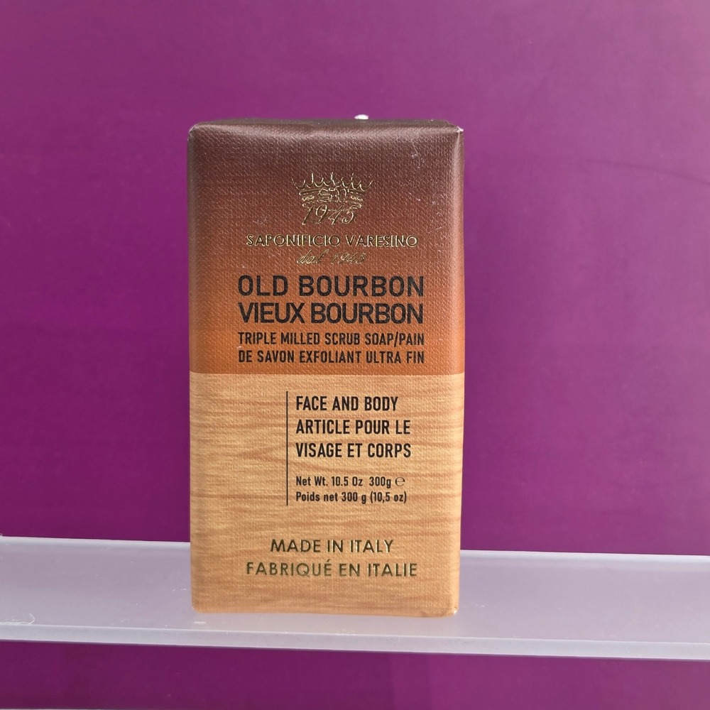 Saponificio Varesino Scrub Soap Mens 10.5oz Old Bourbon Italian Triple Milled‎